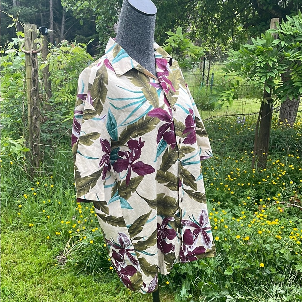 Tropical Floral Orchid Button-Up Shirt - Picture 8 of 14